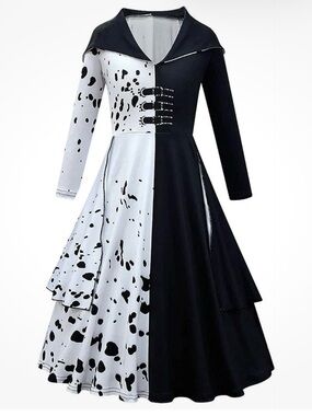 Cruella Devil Girls Dress Costume #4 ,Girls 10-12 (150), Cosplay Costume Dress